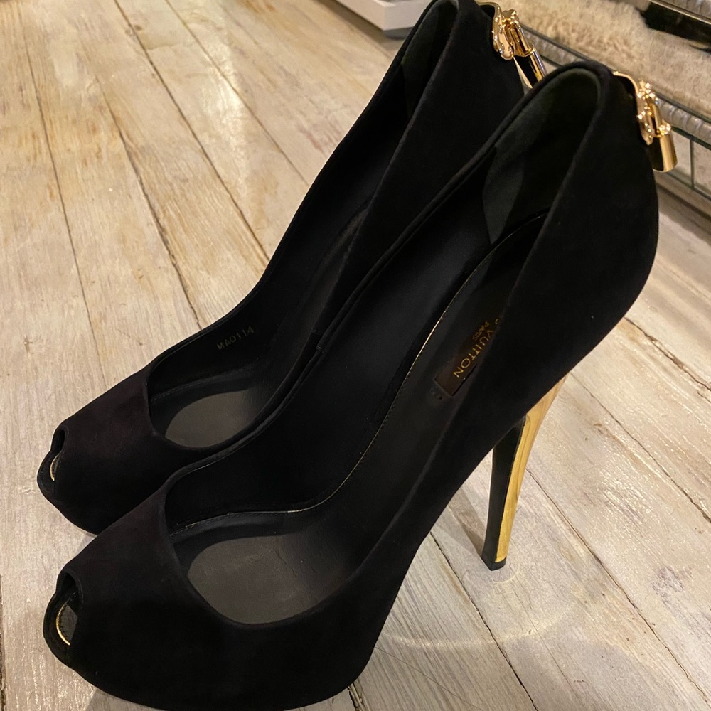 Louis Vuitton Black Suede with Lock Sz 39 1/2